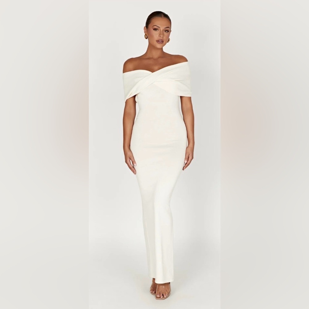 Meshki NEW Terese Off Shoulder Maxi Dress in Cream